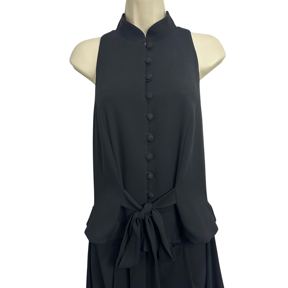 DW3 David Warren Jumpsuit 8 Black Sheer Mesh Back Wide Leg Vintage Formal Chic - Picture 4 of 8